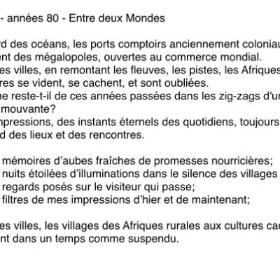 Afriques années 80 - Entre deux mondes - Présentation