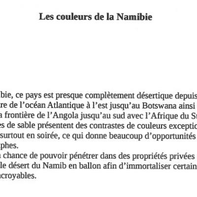 Les couleurs de la Namibie - Présentation